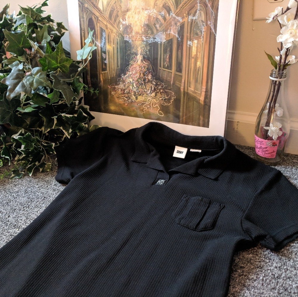 DKNY Black Collared Dress